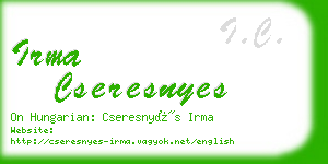 irma cseresnyes business card